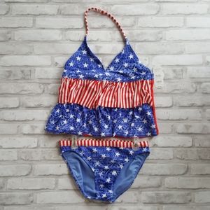 Girl's UPF 50+ Wonder Nation Patriotic Bikini (XL)